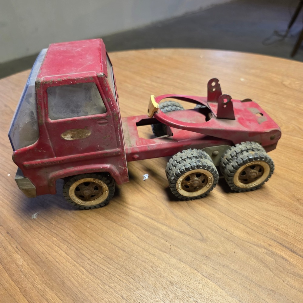 Vtg‎ 1960's 12" Tonka Red Cement Mixer Concrete Pressed Steel Truck Chassis only